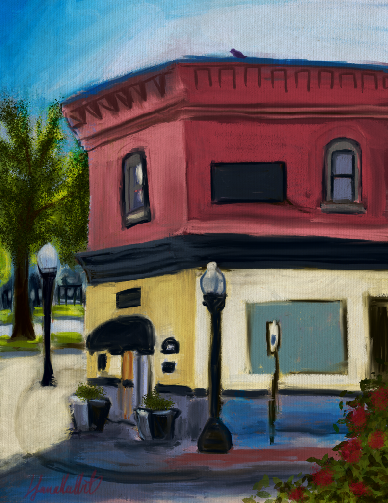 digital painting of downtown sallisaw